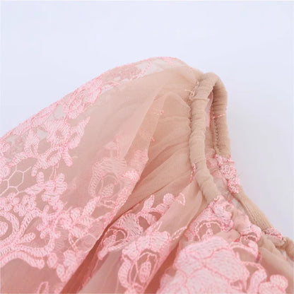 Spring New Top with European and American Sexy Printed Women's Lace Loose Ruffle Edge Stacking Design, niche