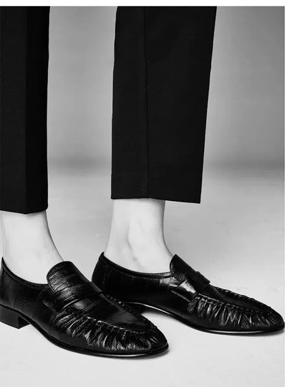 Retro Brown Soft Leather Brand Flats Women Fashion Pleated Design Loafers Comfort Outdoor Commuting Office Shoe Zapatos De Mujer