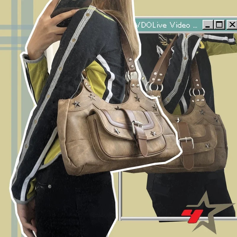 Cool Women Shoulder Bags Y2K Bag Luxury Leather Crossbody Bag Solid Color Messenger Bag Purse Hobos Handbags bolsa