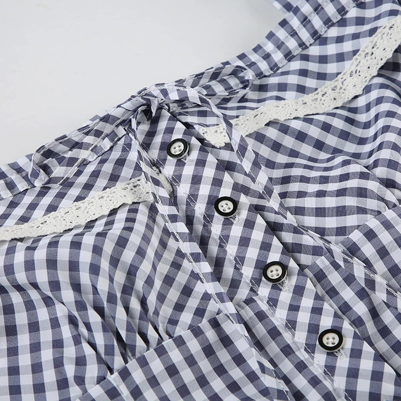 Jacquard Lace Trim Square Collar Shirt Women's Summer Button-up Short Sleeve Tops Coquette Aesthetic Slimming Shirts