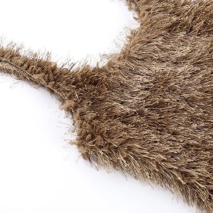 Fur Sexy Backless Mini Wrap Dress Solid Luxury Women Club Party Outfit Casual Spaghetti Cloth Female Elastic Bodycon Dress