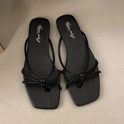 Red Summer Women Slippers Fashion Women's Narrow Band Flat Flip Flop Shoes Ladies Casual Outdoor Beach Slides Sandalias Muj