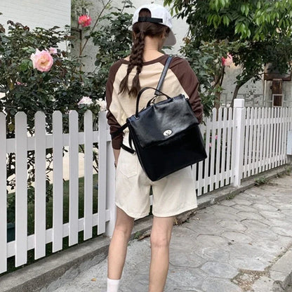 Korean Simple Trendy Solid Schoolbags Y2k Aesthetic High-capacity Fashion Women Handbags Casual All Match Backpack for Students