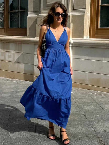 Sleeveless Mesh Panel Patchwork Maxi Dress