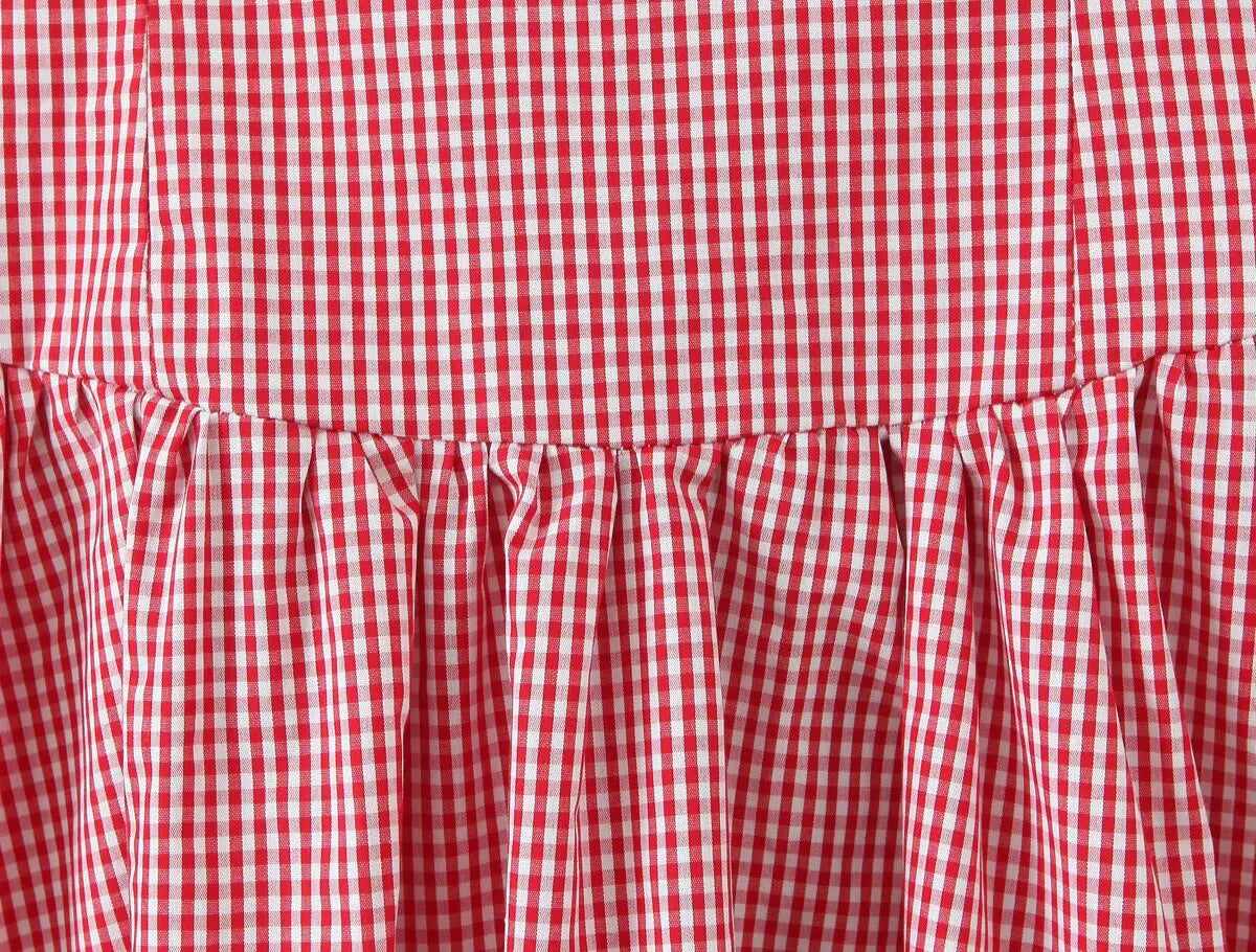 Fashionable Short Red Plaid Dress Women Sexy Backless A-line Mini Summer Halter Dress Vacation Robe 2026