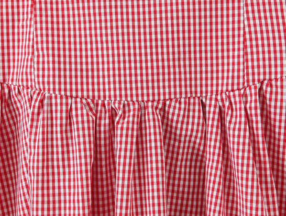 Fashionable Short Red Plaid Dress Women Sexy Backless A-line Mini Summer Halter Dress Vacation Robe 2026