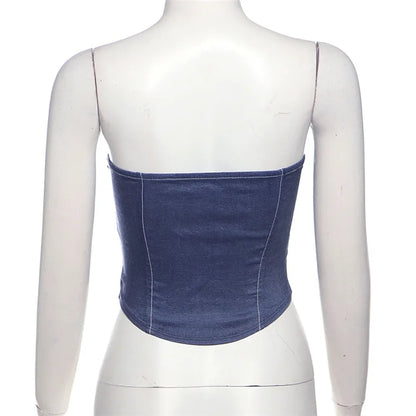 Autumn new women's fashion lace sexy fashion cross strap design Slim denim small vest