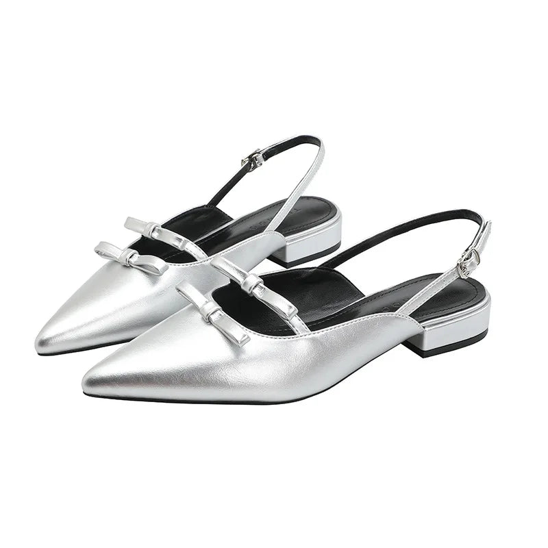 Shoes Ladies' Slippers Cover Toe Luxury Slides Slipers Women Butterfly-Knot Shallow Low Designer 2025 Pointed Flat Patent Leathe