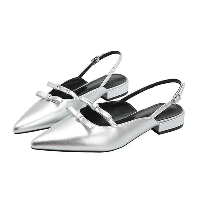 Shoes Ladies' Slippers Cover Toe Luxury Slides Slipers Women Butterfly-Knot Shallow Low Designer 2025 Pointed Flat Patent Leathe