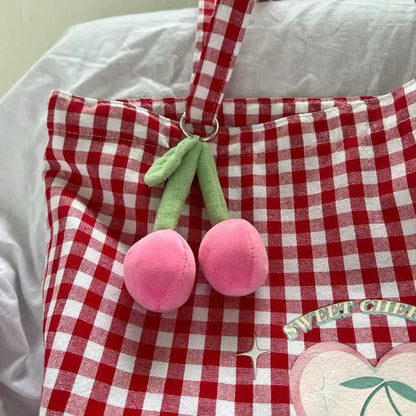 All Match Vintage Sweet Cute Plaid Tote Bags Fashion Casual Preppy Handbag Y2k Canvas Women Shoulder Underarm Bag High-capacity