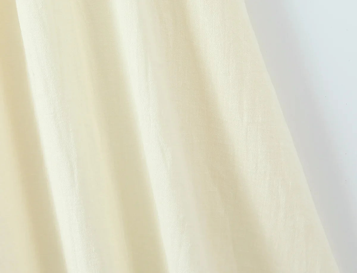 Vacation Style Casual Summer Dresses 2026 Women Square Neck Short Sleeve A-line Midi Dress Solid Robe