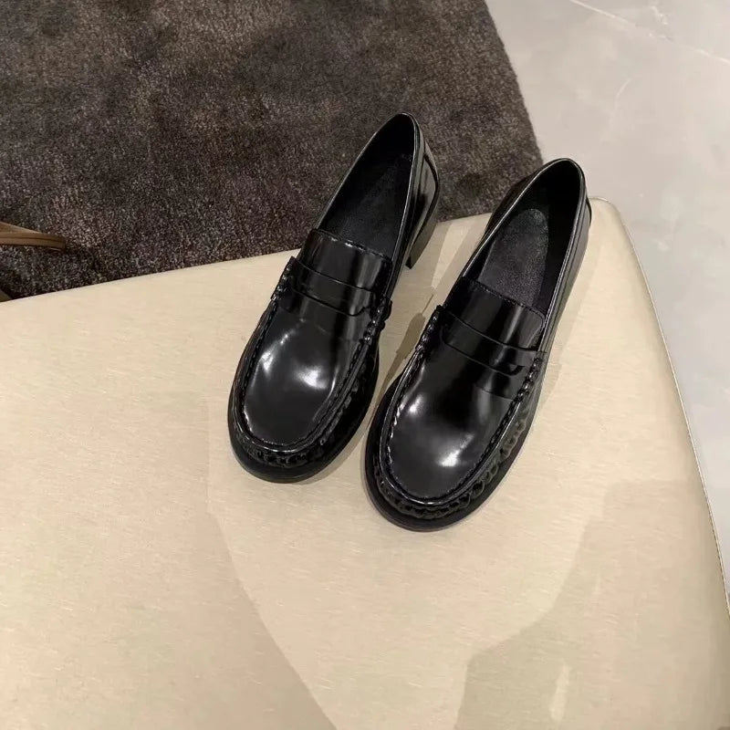 NEW Female Shoes Women Fashion Mary Janes Round Toe Flats Loafers Oxfords Platform Casual Buckle Ladies Heels Black