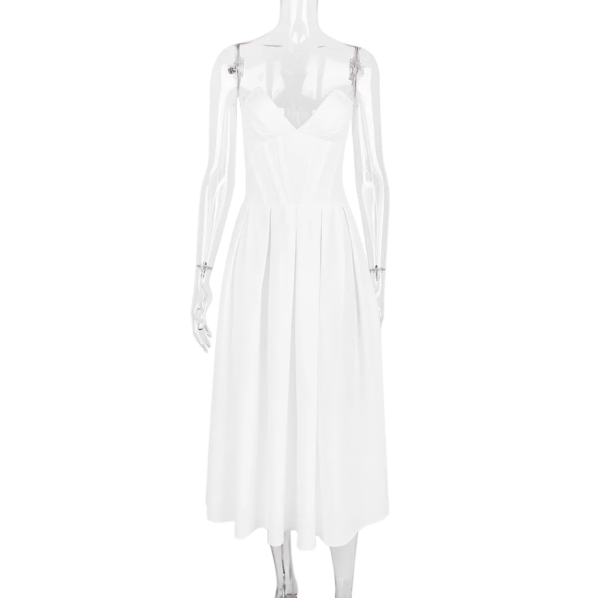 Sexy Elegant Solid Long Dresses For Women V-neck Sleeveless Backless A-line Midi Dress Fashion Evening Party Vestidos 2024 New