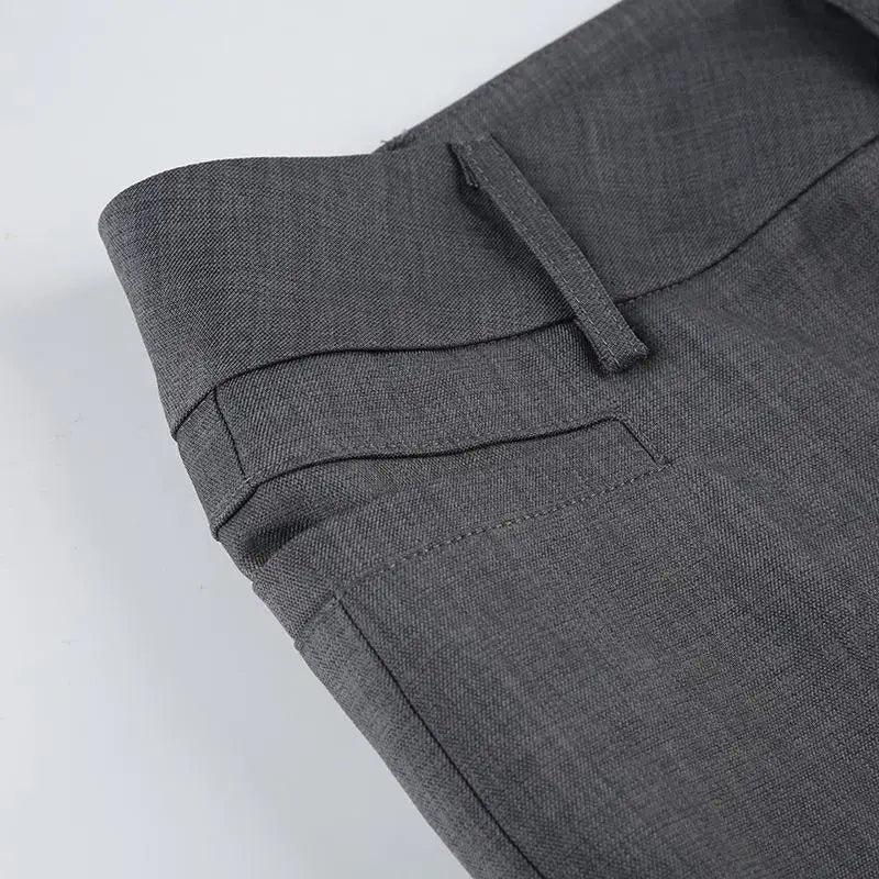 Sophisticated Pants Textured Pleated Low-Waist Pants Figure-Flattering Tailored Woven Pants Curve Enhancing Long Trousers