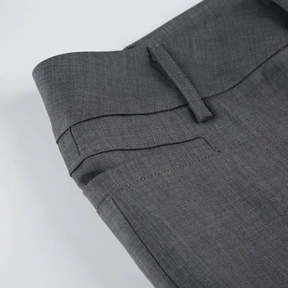 Sophisticated Pants Textured Pleated Low-Waist Pants Figure-Flattering Tailored Woven Pants Curve Enhancing Long Trousers