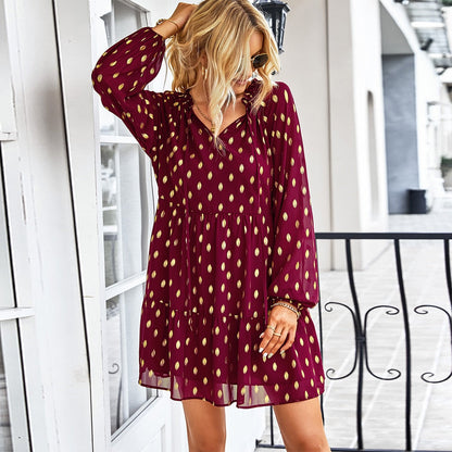Chiffon for Vintage Gown Casual Bohemian Brief Party Women Design Dot - Sundress
