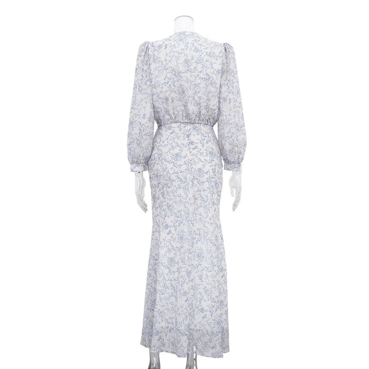 Commute Printed Female 2 Piece-Set Long Skirt Patchwork High Waist Short Top And Slim Maxi Skirt Sets New Women's Outfits