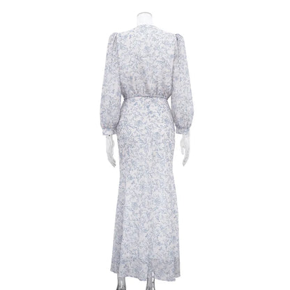 Commute Printed Female 2 Piece-Set Long Skirt Patchwork High Waist Short Top And Slim Maxi Skirt Sets New Women's Outfits