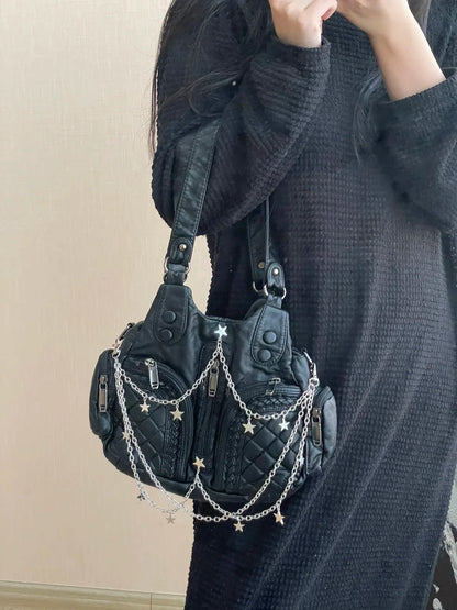 Cool Women Shoulder Bags Y2K Bag Luxury Leather Crossbody Bag Solid Color Messenger Bag Purse Hobos Handbags bolsa