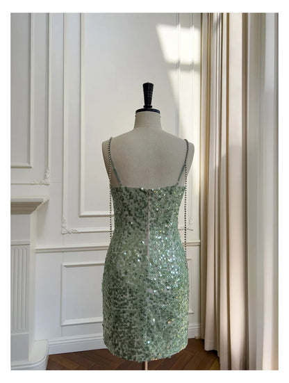 Hips and sequins birthday party dress new slim-fitting suspender dress sexy cocktail dance dress  evening dresses