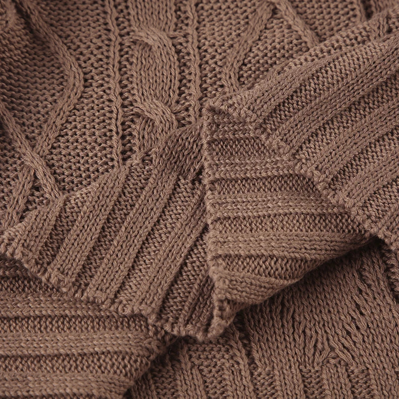 Y2K Brown Buttons Crop Sweater with Detachable Fur Collar Autumn Vintage 2000s Knitted Cardigan Slim Winter Outfits