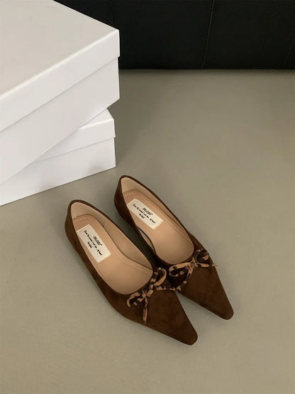 Pointed Toe Women Loafers New Arrivals Autumn Spring Dress Shoes Low Heeled Flats Bow Design Casual Slides Mules Shoes