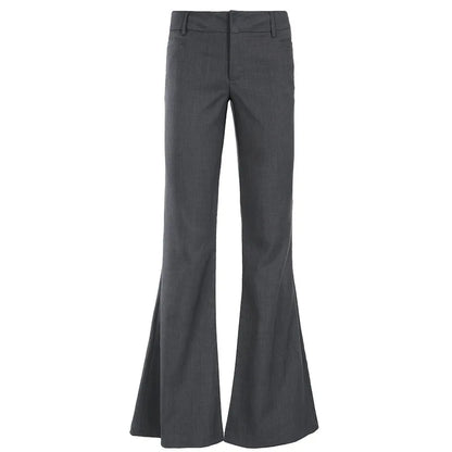 Sophisticated Pants Textured Pleated Low-Waist Pants Figure-Flattering Tailored Woven Pants Curve Enhancing Long Trousers