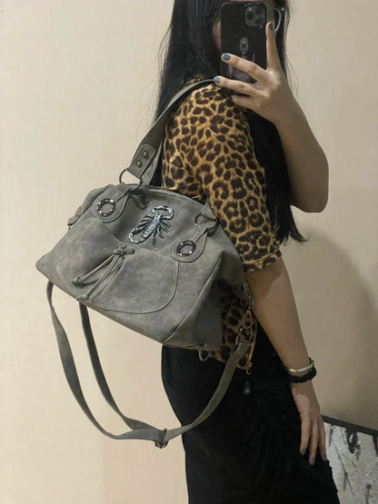 Cool Women Shoulder Bags Y2K Bag Luxury Leather Crossbody Bag Solid Color Messenger Bag Purse Hobos Handbags bolsa