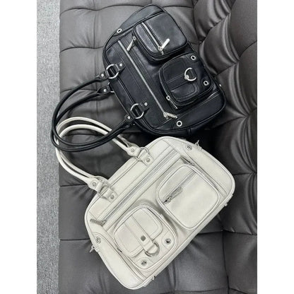 Y2k Vintage Large Capacity Shoulder Bag Women Harajuku Punk PU Motorcycle Handbag Female Gothic Trendy Tote Bag Designer