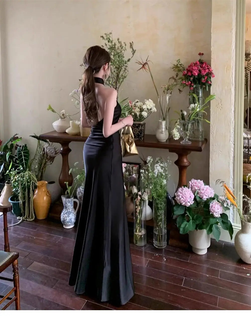 Stunning Strapless Gown Women's Summer Sexy Backless Sash Long Dress Banquet Silk Evening Gown Slim Fit Wrap Style without Sl...