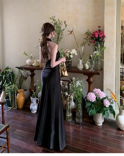 Stunning Strapless Gown Women's Summer Sexy Backless Sash Long Dress Banquet Silk Evening Gown Slim Fit Wrap Style without Sl...