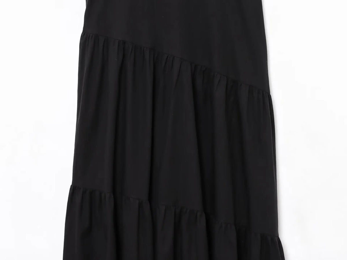 Women's Commuter Retro Dress Summer New Black Suspender Multi-layered Stitching Beach Holiday Dress Sexy V-neck Casual Fashion