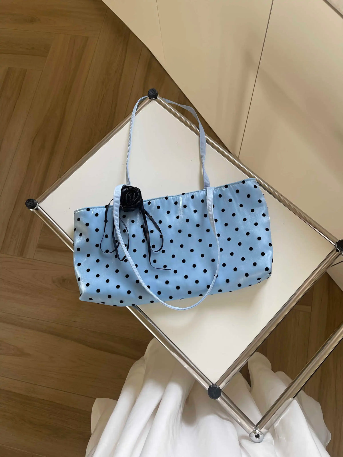 Polka-dot Pearlescent Satin Small Shoulder Bags Underarm Niche Exquisite Handbag Summer French Women Bag