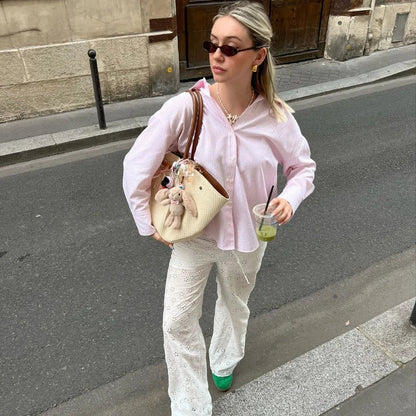 Oversized Fashion Shirt Blouse Women Summer Autumn Long Sleeve Loose Casual Shirts Tops Office Lady Streetwear Outfits