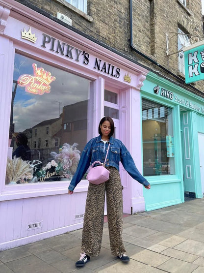 Fashion Leopard Printed Long Pants Women 2024 Spring Summer Slim Pocket High-waist Casual Straight-pants Female Commuter Clothes