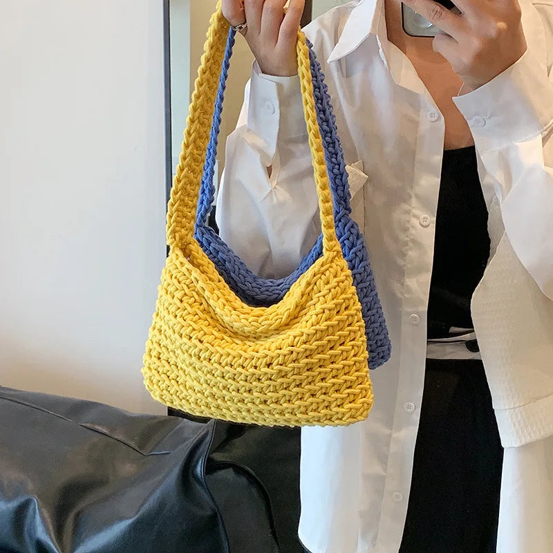 Fashion Versatile Shoulder Bag for Women Handmade Woven Women's Bag with Large Capacity Underarm Bag for Women