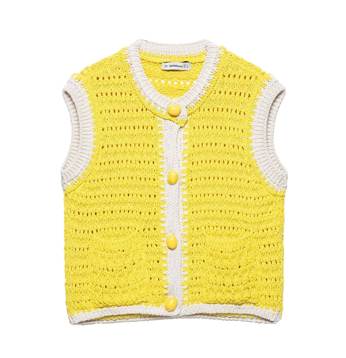Women's Casual Solid Color Commuter Vest Top New Single-Breasted Short Knitted Sweater Vest Round Neck Sleeveless Top