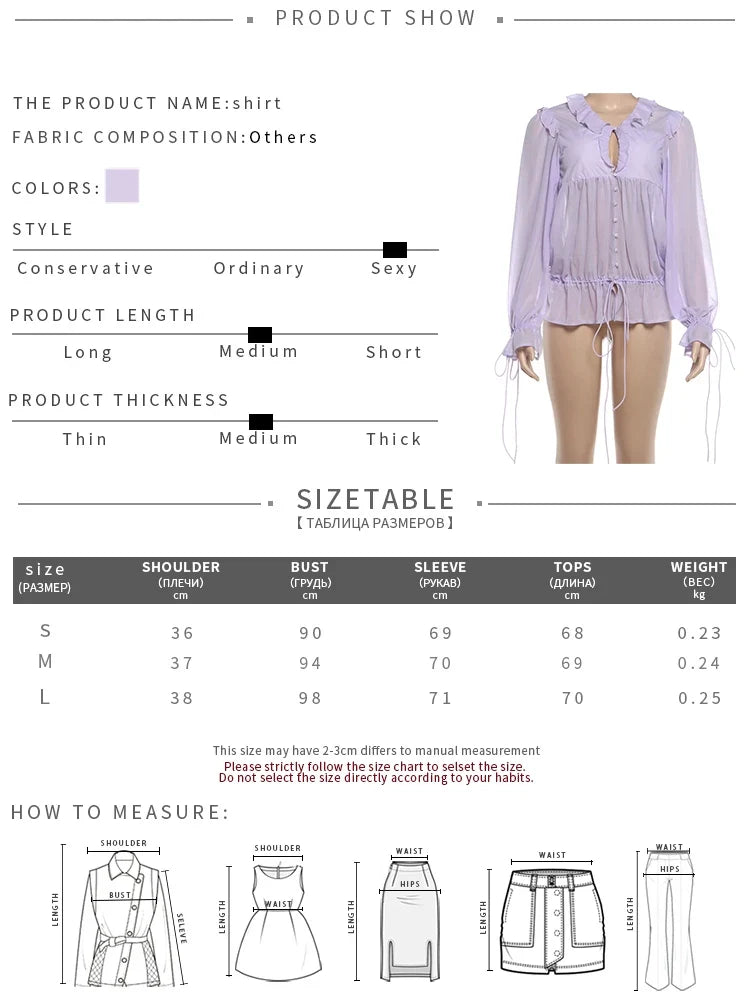 Puss Sexy Pleat Bandages Mesh T-Shirt Women Sexy Ruffled Patchwork Hollow Single-Breasted Trend Vacation Party Street Tess