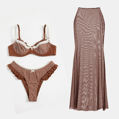 Sexy Underwire Bikini Ruffle Swimsuit Women Swimwear High Leg Two Piece Bathing Suit Beachwear Summer Biquini