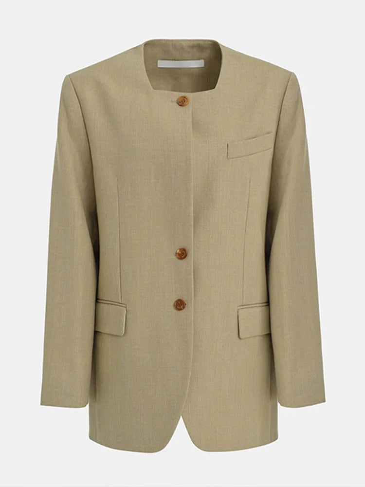 Casual Women's Blazer Jackets Long Sleeve Square Collar Spring Female Coat Fashion Pockets Long Sleeve Office Lady Outfits