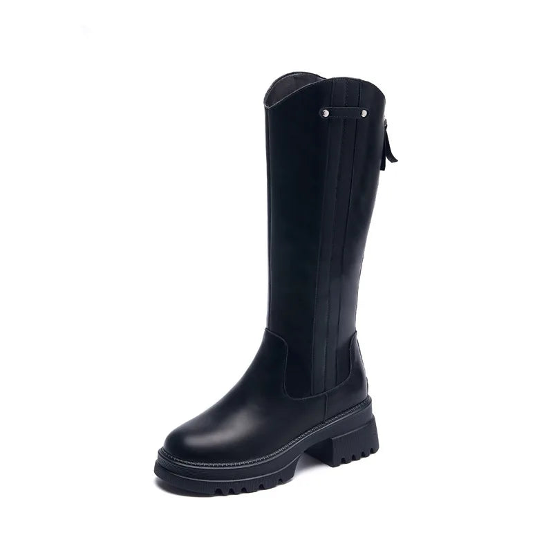 Women Boots Winter New Large Size Genuine Leather Women Long Boots Western Cowboy Boots Ladies Keep Warm Shoes