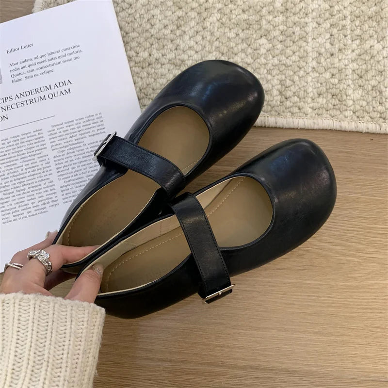 Shoes Woman Flats Soft Autumn Round Toe Dress New Moccasin Fall Mary Janes Soft Round Toe Shoes Woman Autumn Female Footwea
