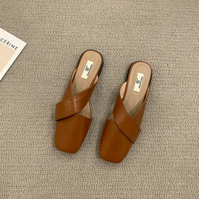 New Summer Baotou Half Women's Slippers Anti-slip Wear Fashion Outdoor Ladies Mules Casual Lovely Wind Woman Sandals