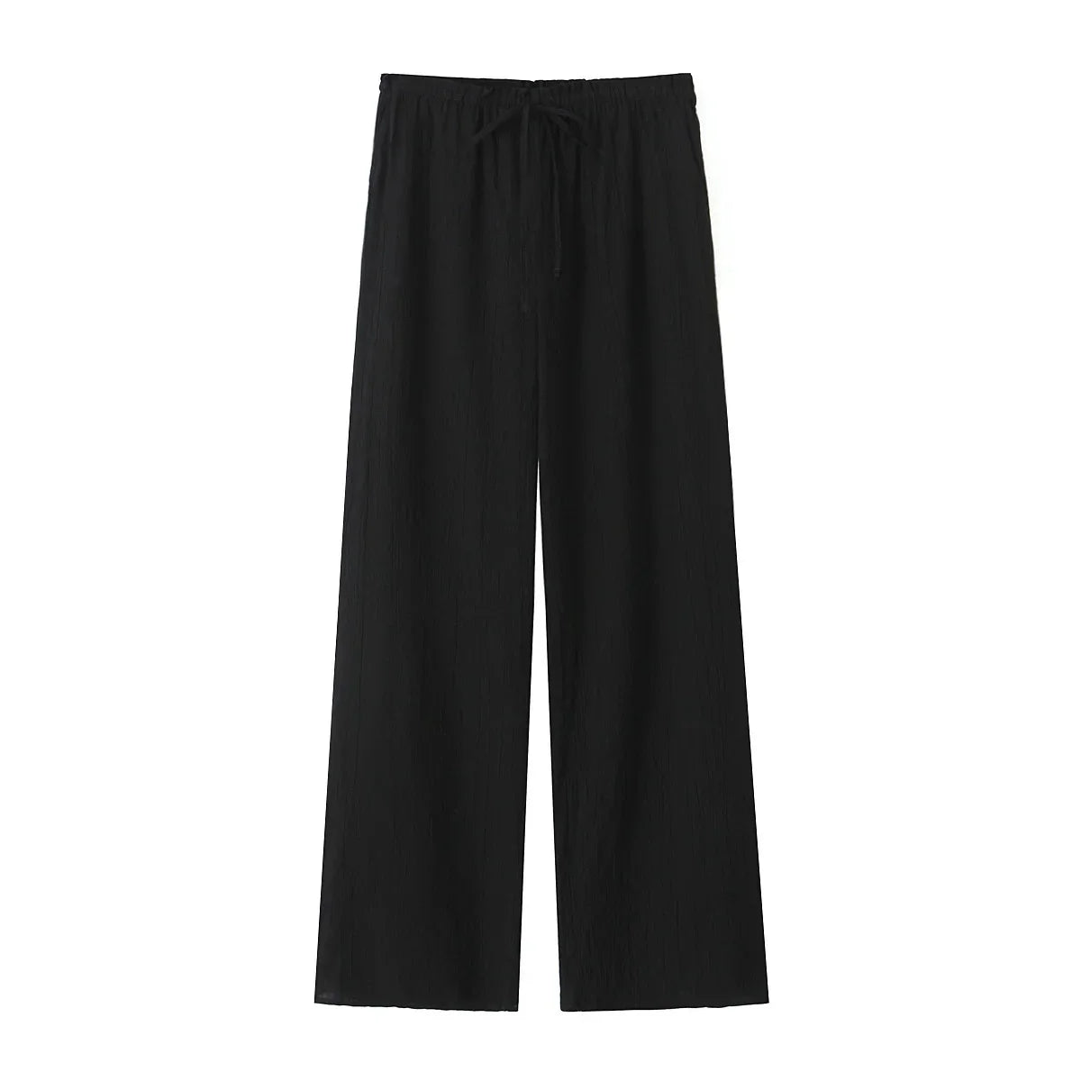 Drawstring Elastic Waist Wide Leg Summer Women Pants Beige Casual Loose Female Long Pantalones 2025 5 Colors Pants