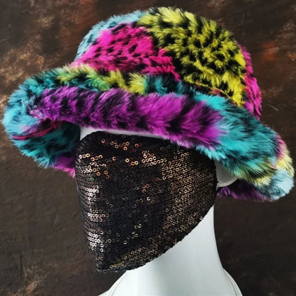 Winter 58-60cm XL Faux Fur Bucket Hat For Women Outdoor Warm Luxury Oversize Fisherman Hat Girl Trendy Party Long Fur Panama Cap