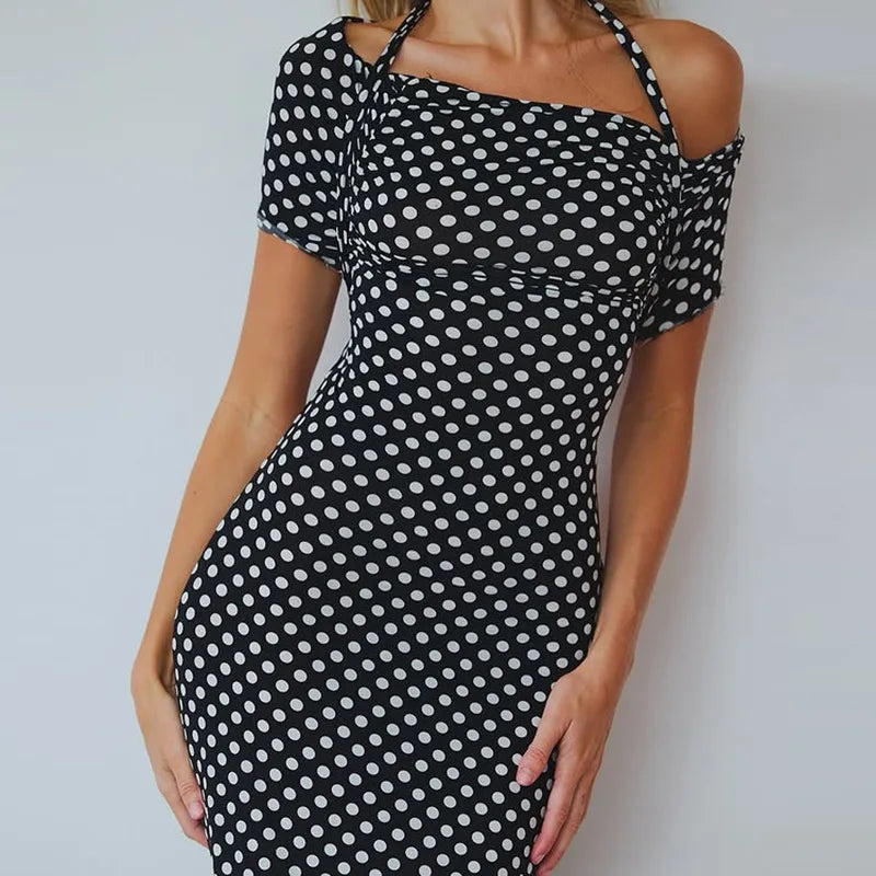 Off-Shoulder Fashion High Waist Long Dress For Women Side Split Printed See-Through Short Sleeve Dress Summer Maxi Dress