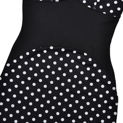 Personalized Design Diagonal Neck Off-the-shoulder Polka Dot Dress Female Sexy Slim Mesh See-through Backless Dress