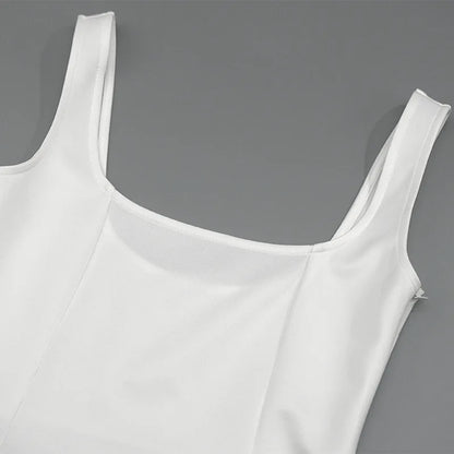 Square Neck Sleeveless A Line Fit and Flare Midi Dress