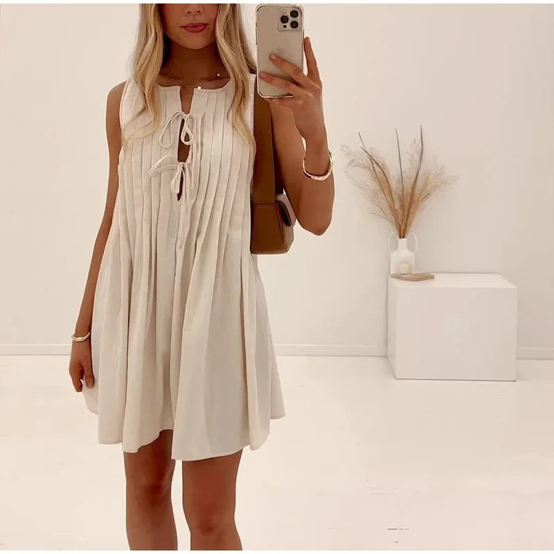Cross border Foreign Trade Summer New Women's Round Neck Strap Dress from Europe and America