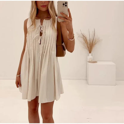 Cross border Foreign Trade Summer New Women's Round Neck Strap Dress from Europe and America